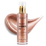 Body Shimmer Oil 100ml, Long Lasting Moisturizing Face & Body Luminizer, Waterproof Liquid Illuminator, Shimmer Glitter Oil Highlighter (#04 Golden Brown) - Image 2