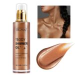 Body Shimmer Oil 100ml, Long Lasting Moisturizing Face & Body Luminizer, Waterproof Liquid Illuminator, Shimmer Glitter Oil Highlighter (#04 Golden Brown) - Image 3