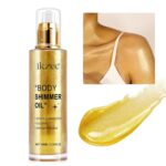 Body Shimmer Oil 100ml, Long Lasting Moisturizing Face & Body Luminizer, Waterproof Liquid Illuminator, Shimmer Glitter Oil Highlighter (#04 Golden Brown) - Image 4