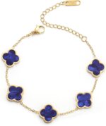 AIPPK 18K Gold Plated Clover Lucky Bracelet for Women White/Black/Red/Green Flower Four Leaf Link Bracelets Trendy Jewelry Gifts for Women - Image 6