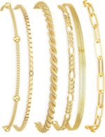 DEARMAY Gold Bracelets for Women Waterproof, 14K Gold Plated Stackable Jewelry Sets Non Tarnish Trendy Thin Dainty Cuban Link Paperclip Chain Bracelet Stack Fashion Accessories Gifts for Womens