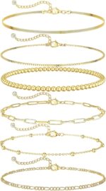 DEARMAY Gold Bracelets for Women Waterproof, 14K Gold Plated Stackable Jewelry Sets Non Tarnish Trendy Thin Dainty Cuban Link Paperclip Chain Bracelet Stack Fashion Accessories Gifts for Womens - Image 2