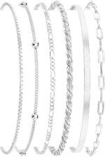 DEARMAY Gold Bracelets for Women Waterproof, 14K Gold Plated Stackable Jewelry Sets Non Tarnish Trendy Thin Dainty Cuban Link Paperclip Chain Bracelet Stack Fashion Accessories Gifts for Womens - Image 3