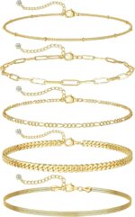 DEARMAY Gold Bracelets for Women Waterproof, 14K Gold Plated Stackable Jewelry Sets Non Tarnish Trendy Thin Dainty Cuban Link Paperclip Chain Bracelet Stack Fashion Accessories Gifts for Womens - Image 4