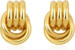 SHERLOVE Trendy Gold Plated Knot Earrings for Women Chunky Statement Drop Dangle Earrings Lightweight Hypoallergenic Fashion Accessories Gold Jewelry Gifts for Womens - Image 5