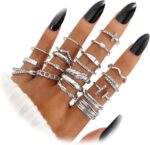 KISS WIFE Golden Silvery Black Kunckle Rings Set for Women, Dainty Simple Trendy Cute Stackable Finger Rings Pack, Perfect for Stacking Layering on Thumb and Knuckle, Mixed Size, Jewelry Gift - Image 2