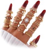 KISS WIFE Golden Silvery Black Kunckle Rings Set for Women, Dainty Simple Trendy Cute Stackable Finger Rings Pack, Perfect for Stacking Layering on Thumb and Knuckle, Mixed Size, Jewelry Gift - Image 3