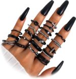 KISS WIFE Golden Silvery Black Kunckle Rings Set for Women, Dainty Simple Trendy Cute Stackable Finger Rings Pack, Perfect for Stacking Layering on Thumb and Knuckle, Mixed Size, Jewelry Gift - Image 4
