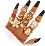 KISS WIFE Golden Silvery Black Kunckle Rings Set for Women, Dainty Simple Trendy Cute Stackable Finger Rings Pack, Perfect for Stacking Layering on Thumb and Knuckle, Mixed Size, Jewelry Gift - Image 6